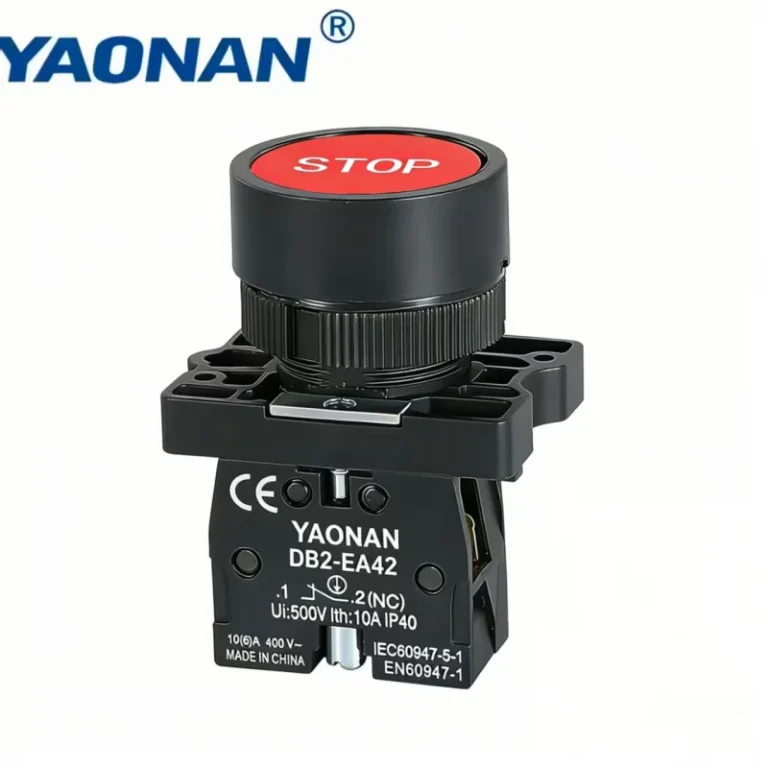 DB2-EA42 Embedded Flush Push Button Switch with Waterproof Protective Cover – Spring Return Mechanism & Clear Marked Design